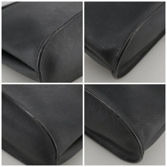 Christian Dior Honeycomb Canvas Shoulder Bag PVC Leather Black Gold Auth 109067 - Picture 14 of 16